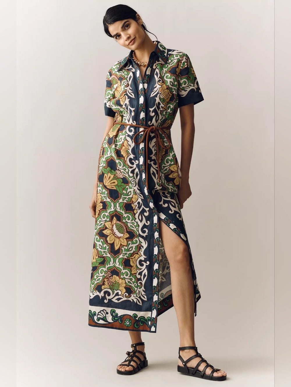 ALÉMAIS Liana Linen Midi Shirt Dress